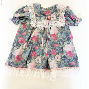 Vintage 90’s Girls Little Love Petit Amour Floral Dress 24 Months Lace Trim